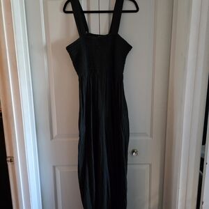 Quince Black Smocked Maxi Dress with Wide Straps